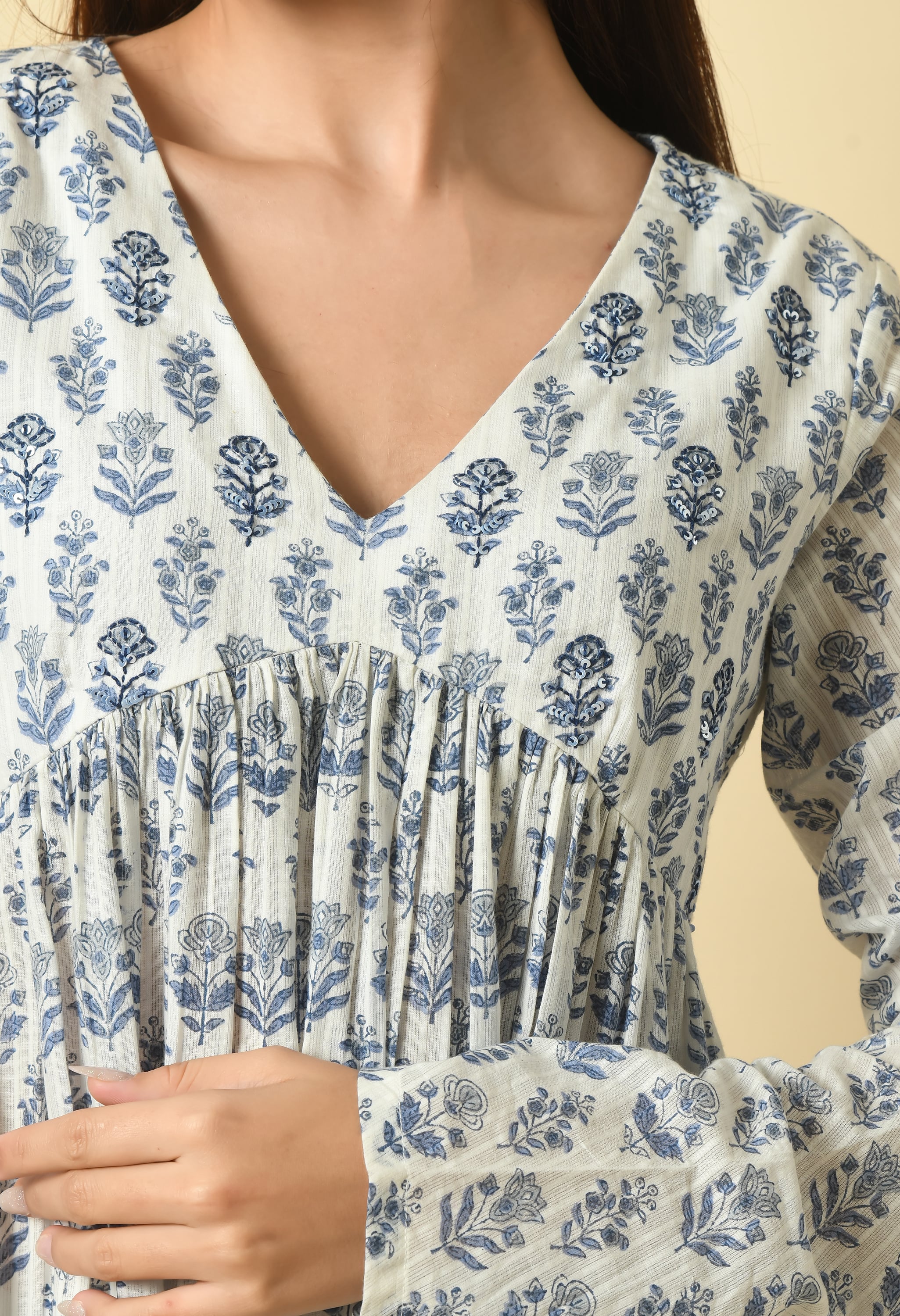 Tarang Handblock Cotton Anarkali Set | Block Print Anarkali Kurta Set For Women